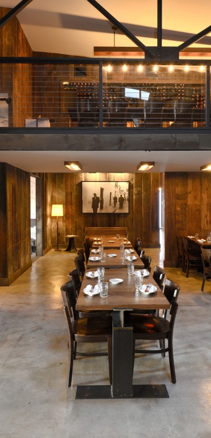 Barcelona Wine Bar dining room and wine display in West Hartford