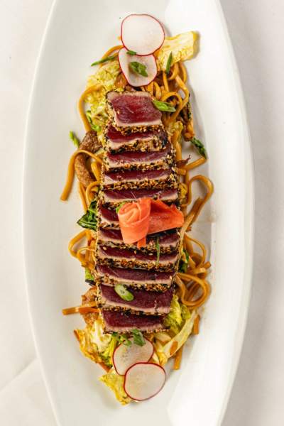 Seared tuna with noodles at Max’s Oyster Bar